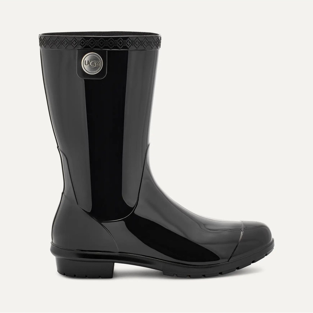Ugg Women's High Gloss Sienna Black Rain Boot Size 7 With Box Waterproof Midcalf - Picture 2 of 6